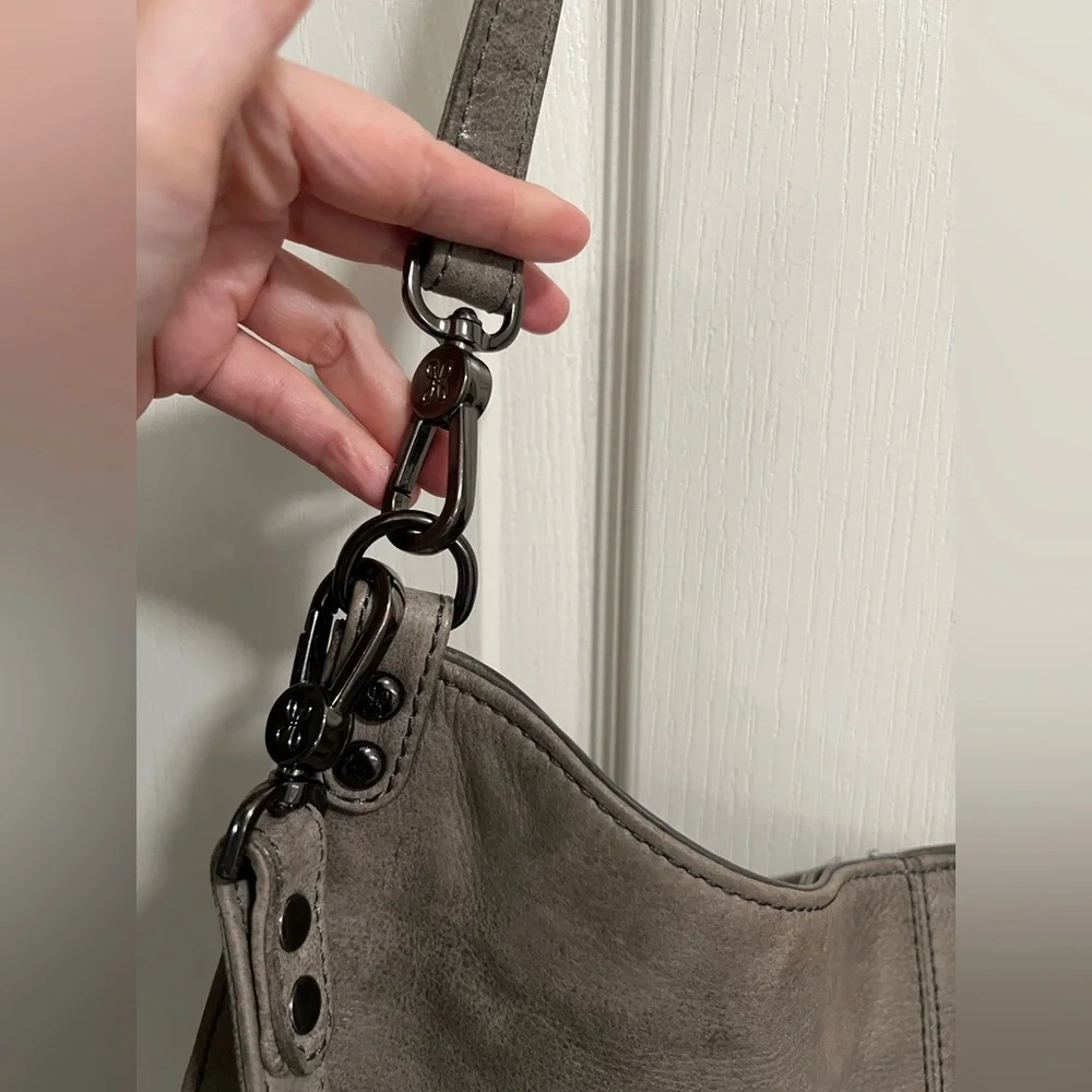 HOBO Pier Leather Gray Titanium Shoulder Bag - Picture 7 of 13